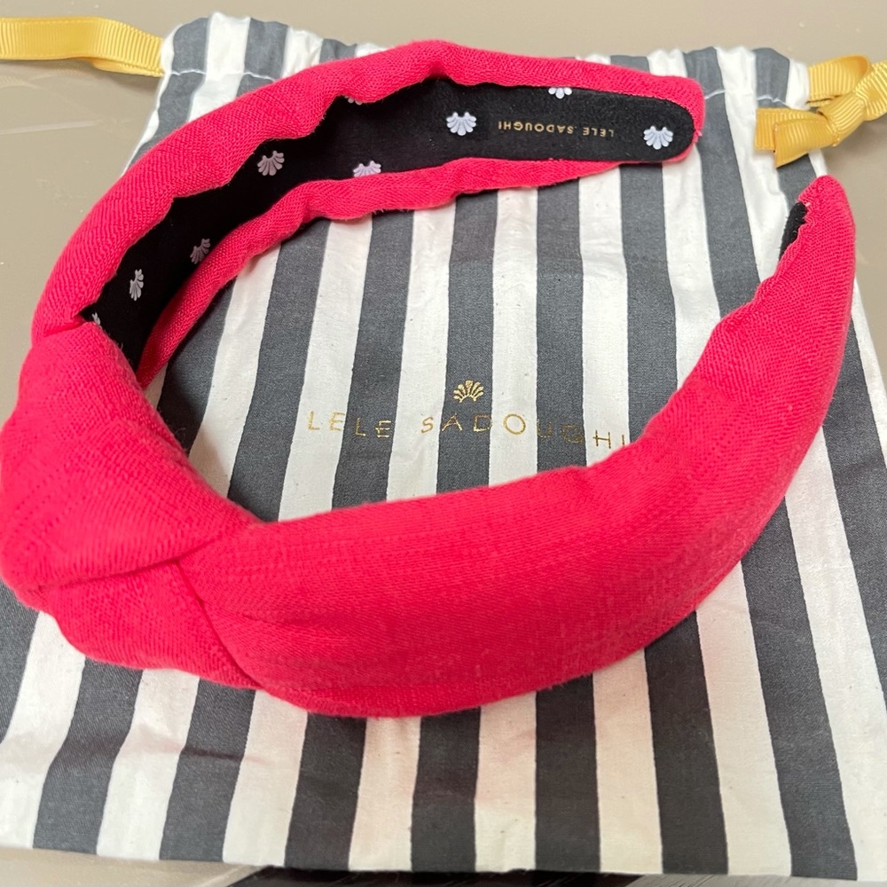Lele Sadoughi Red Linen Knotted Headband